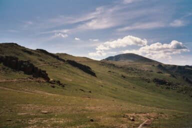 Pikes Peak as seen from the top of the Crags Campground Trail