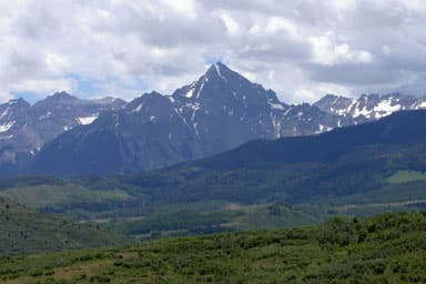 Mount Sneffels seen from a ranch near Ridgway